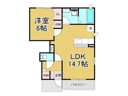 レイアフォレスト(1LDK/1階)の間取り写真