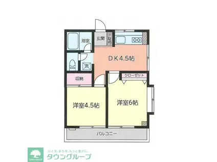 ローズマンション湘南(2DK/3階)の間取り写真