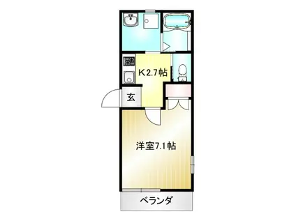 ラヴェール溝ノ口(1K/1階)の間取り写真