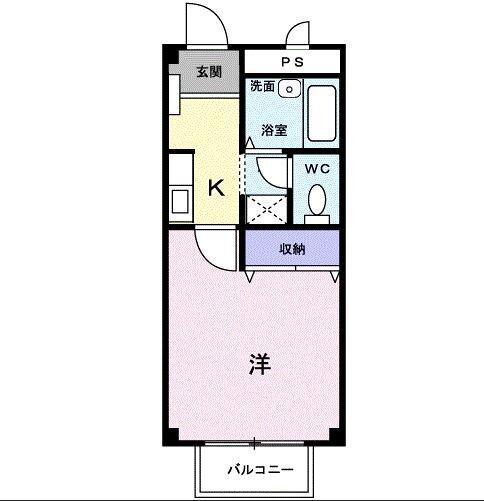 メゾンハッピーI(1K/2階)の間取り写真