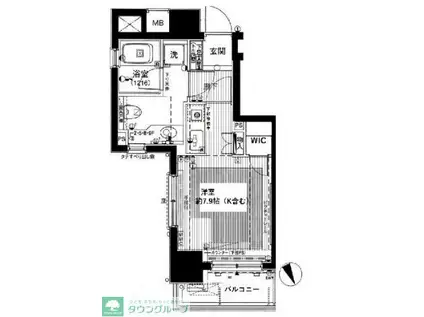 ファミール芝公園グランスイート ラ・ヴィル(ワンルーム/4階)の間取り写真