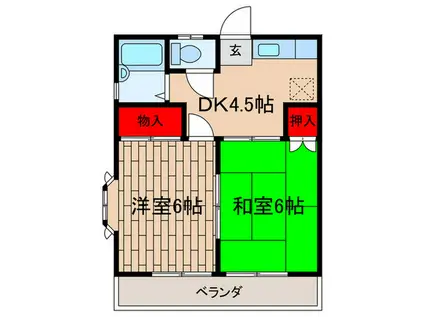 サンフォレスト(2DK/1階)の間取り写真