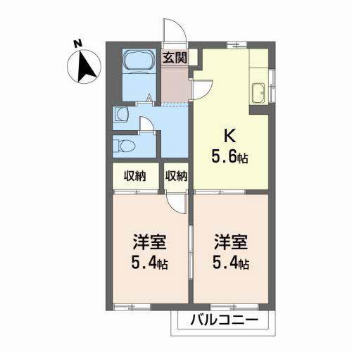 エステート池下B(2K/2階)の間取り写真