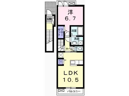 スーリヤ(1LDK/2階)の間取り写真