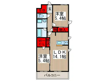 アンソレイエ(2LDK/3階)の間取り写真