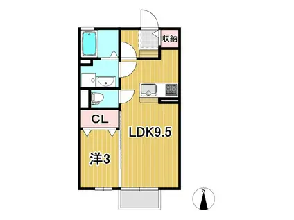 ビュー・エステート(1LDK/2階)の間取り写真