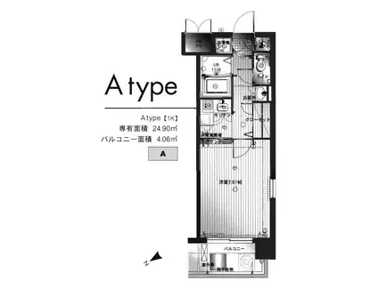 エンクレスト天神II(1K/2階)の間取り写真