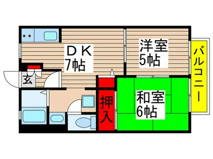 ベルデ勝田台(2DK/1階)の間取り写真