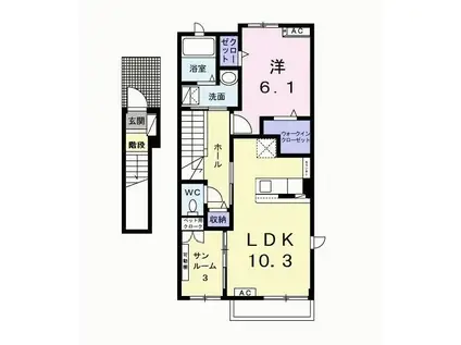 クロワール(1LDK/2階)の間取り写真