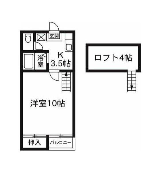 ミタホーム韮塚(1SK/2階)の間取り写真