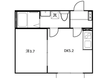 ブランテラス五香西(1DK/1階)の間取り写真