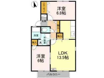 ルミナス山城(2LDK/2階)の間取り写真