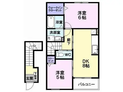 サニー・ドゥー(2DK/2階)の間取り写真