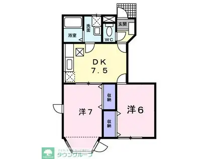 サンエーカーズ(2DK/1階)の間取り写真