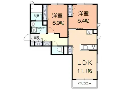 クレイン(2LDK/2階)の間取り写真
