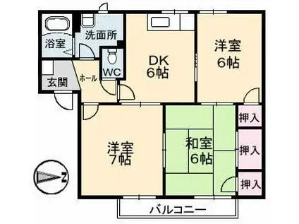 レクサス海田(3DK/2階)の間取り写真