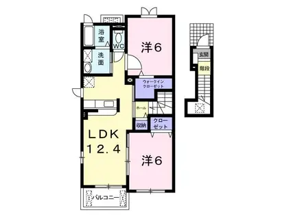 ブローテ旭前(2LDK/2階)の間取り写真