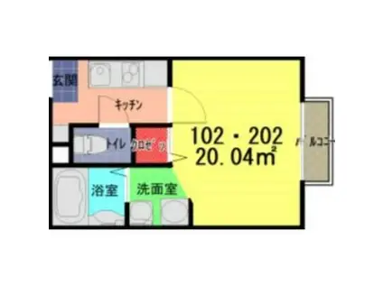 ハイドパーク上尾(1K/2階)の間取り写真