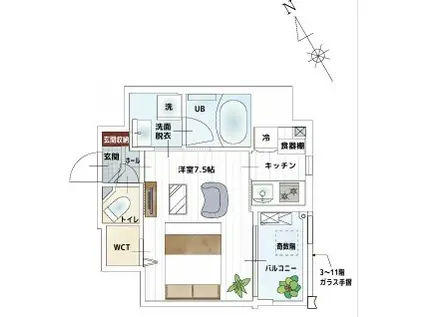 BAUHAUS翠NO.24(1K/4階)の間取り写真