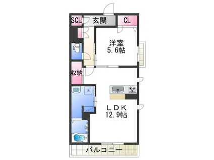 BEREO NANKAIWAKAYAMACITY(1LDK/2階)の間取り写真