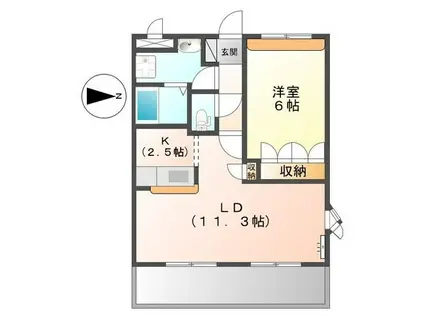 サンシャイン1号館(1LDK/1階)の間取り写真