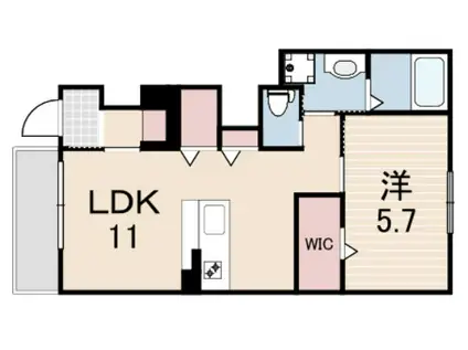 リヴィエール尼崎(1LDK/1階)の間取り写真