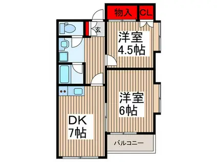 サンモール小手指(2DK/3階)の間取り写真