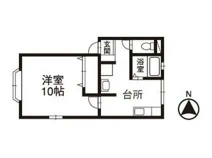 ニューマーセル7.3(1DK/2階)の間取り写真