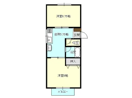マンションテリオス(2DK/2階)の間取り写真