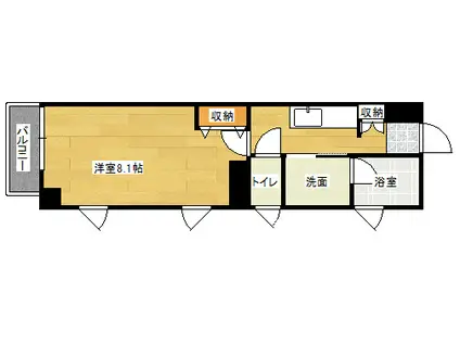 リフレスロイヤルシティII(1K/8階)の間取り写真