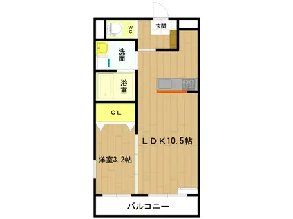 リジェール ヌーヴォー(1LDK/1階)の間取り写真