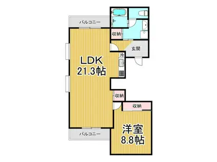 稲葉荘マンション(1LDK/5階)の間取り写真