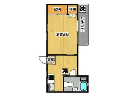 扇谷ビル(1K/2階)の間取り写真