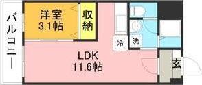 グリュックハイム山王公園前(1LDK/5階)の間取り写真