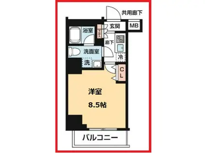 アルコバレーノ堀切菖蒲園(1K/4階)の間取り写真