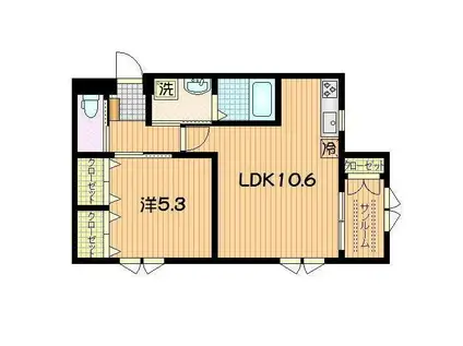 DELON(1LDK/2階)の間取り写真