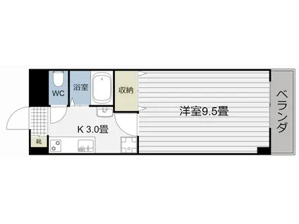 グレードハイム唐湊(1K/6階)の間取り写真