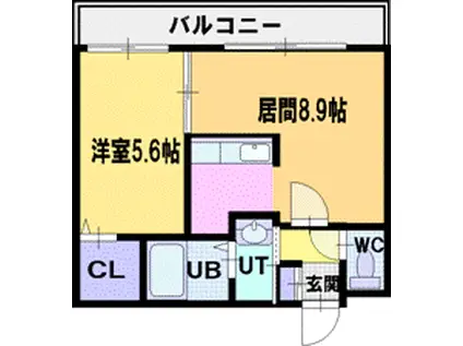 地下鉄東西線 ひばりが丘駅(北海道) 徒歩5分 11階建 築23年(1LDK/11階)の間取り写真
