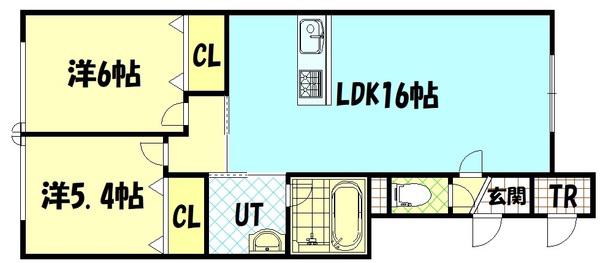 REO COULEUR(2LDK/1階)の間取り写真