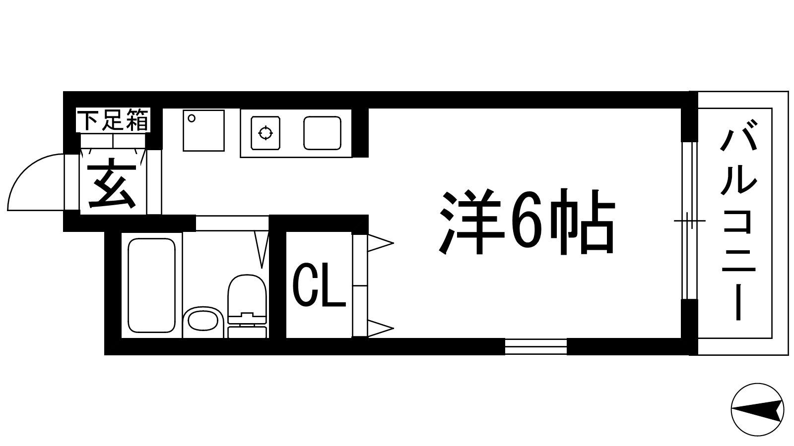 仁川北マンション(1K/1階)の間取り写真