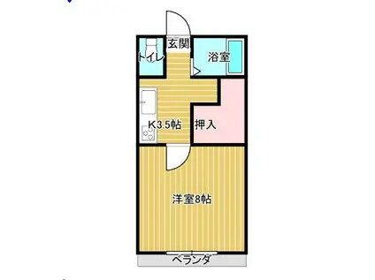 ドミール72(1K/1階)の間取り写真