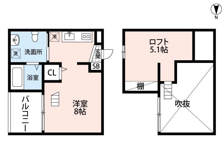プルミエール(1K/2階)の間取り写真