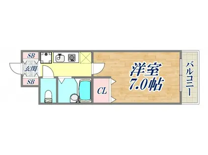 フローラル神戸(1K/3階)の間取り写真