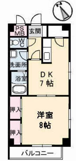 クレシェンド16(1DK/4階)の間取り写真