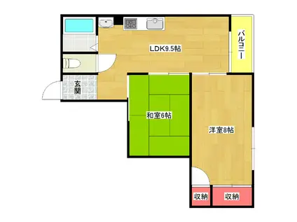 エトスII(2LDK/3階)の間取り写真