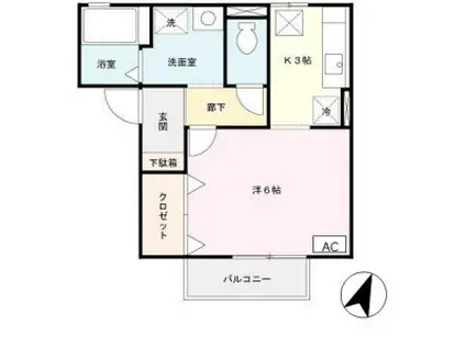 サンフェルティ A棟(1K/1階)の間取り写真