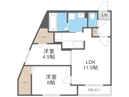 DORMIRE新札幌(2LDK/3階)の間取り写真