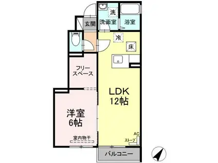 リビングタウン若宮 B(1LDK/1階)の間取り写真