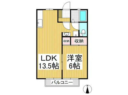 ハイツサンシティー(1LDK/2階)の間取り写真