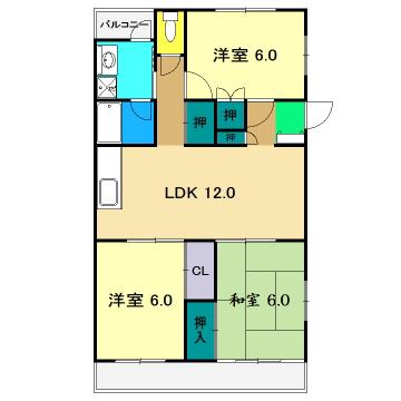 ハイツかおる(3LDK/3階)の間取り写真